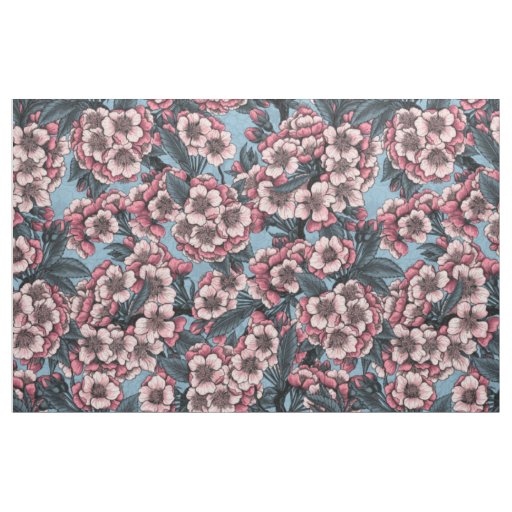 Cherry blossom in pink and blue fabric