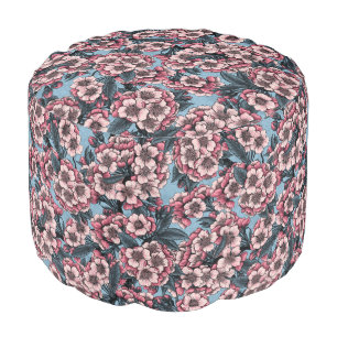 Cherry blossom in pink and blue pouf