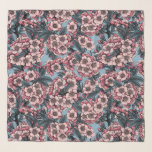 Cherry blossom in pink and blue scarf<br><div class="desc">Hand drawn pattern with cherry blossom</div>