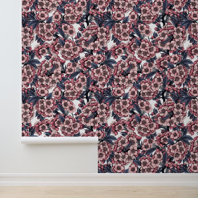 Cherry blossom in pink and blue wallpaper  (Application)