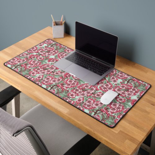 Cherry blossom in pink and mint desk mat