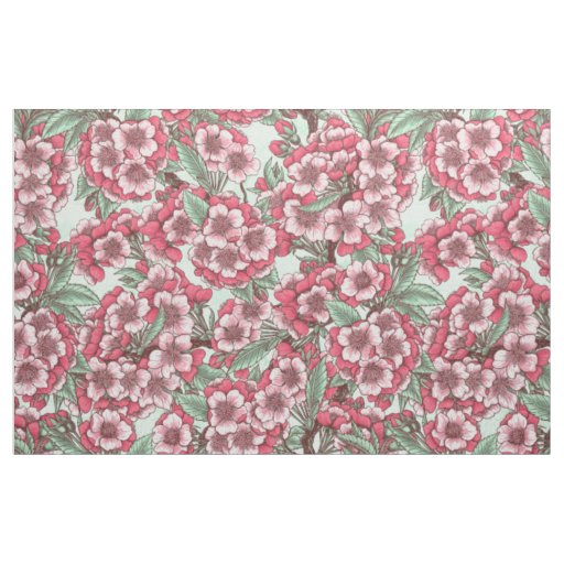 Cherry blossom in pink and mint fabric
