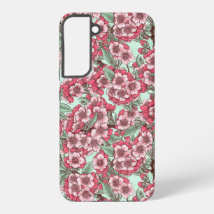 Cherry blossom in pink and mint samsung galaxy s22+ case