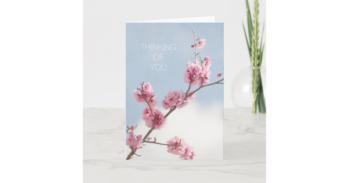 Cherry Blossom in the Sky Thinking of you Card | Zazzle