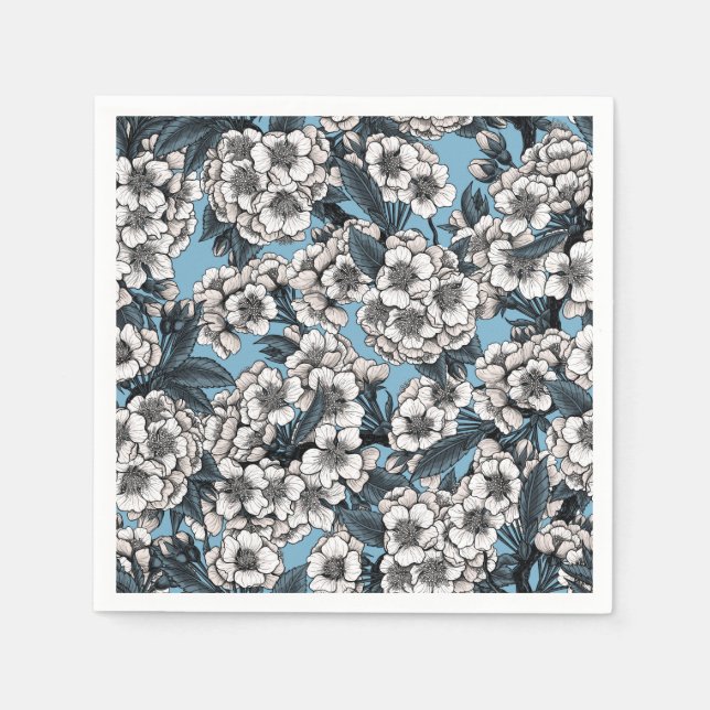 Cherry blossom in white and blue napkins (Front)