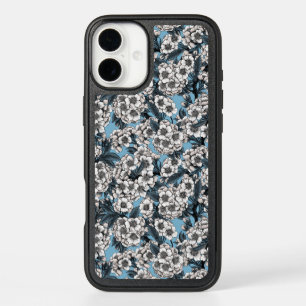 Cherry blossom in white and blue iPhone 16 mini case