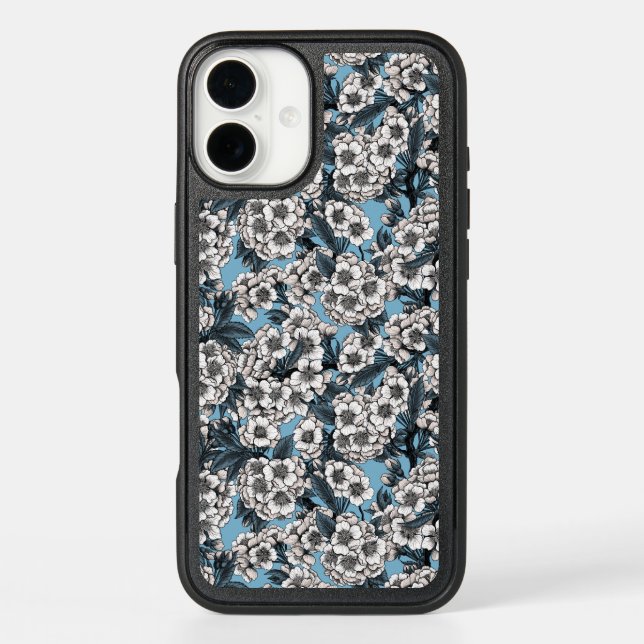 Cherry blossom in white and blue otterbox iPhone case (Back)