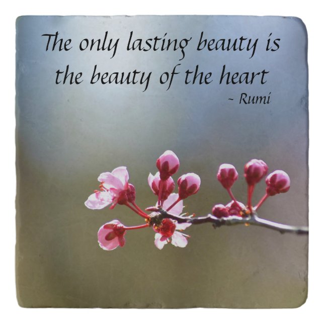 Cherry Blossom Inspirational quote Trivet (Front)