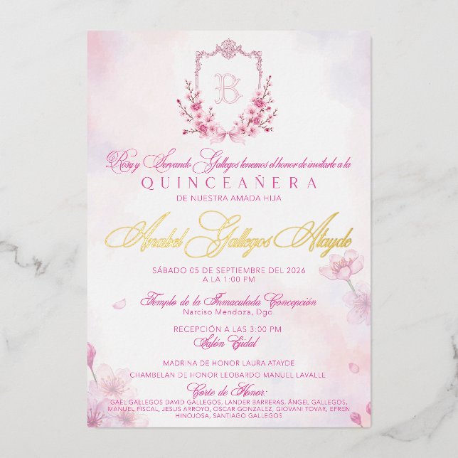 Cherry Blossom Invitation Foil Invitation (Front)