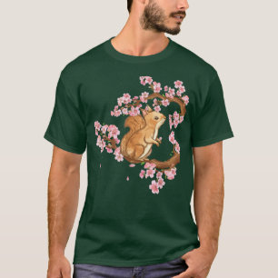 Cherry Blossom Japanese Art Squirrel Lover T-Shirt