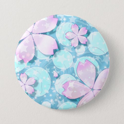 Cherry Blossom Japanese Kawaii Pond Button