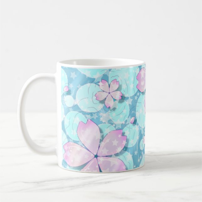 Cherry Blossom Japanese Kawaii Pond Coffee Mug (Left)