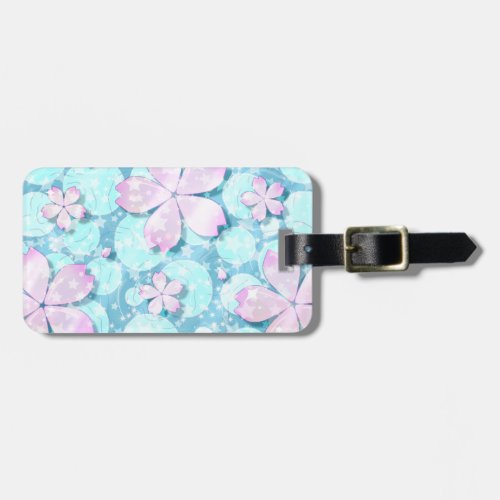 Cherry Blossom Japanese Kawaii Pond Luggage Tag