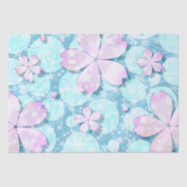 Cherry Blossom Japanese Kawaii Pond Tissue Paper (Front)