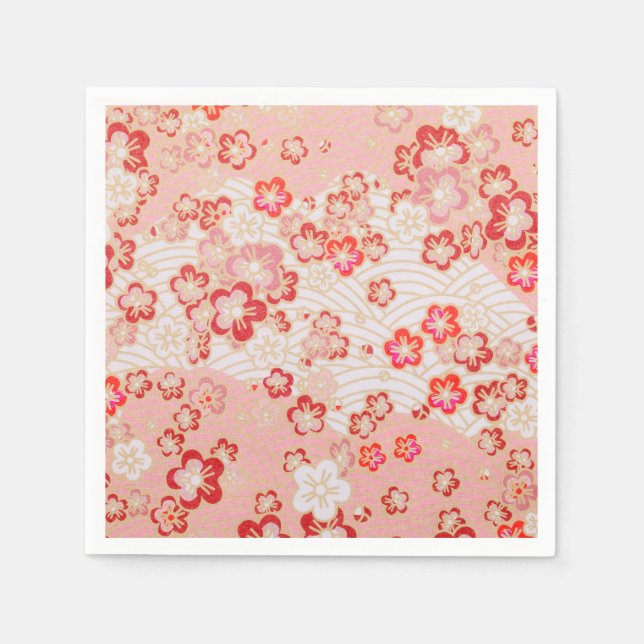 Cherry Blossom Japanese Pattern Napkins (Front)