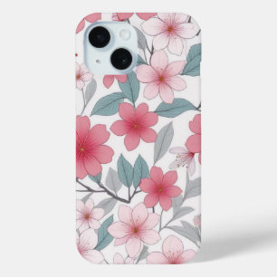 Cherry Blossom Japanese Pink Sakura Pattern iPhone 15 Case
