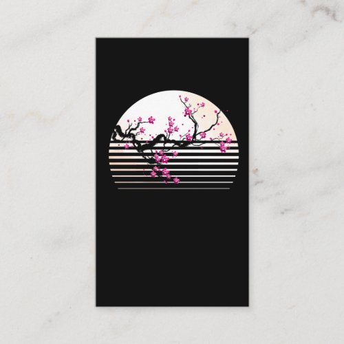 Cherry Blossom Japanese Retro Sunset Sakura Tree Business Card
