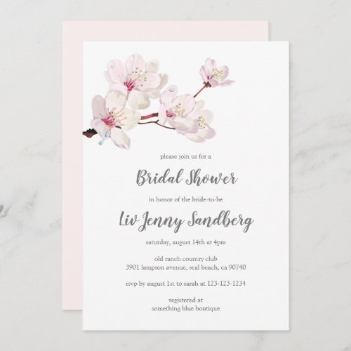 Cherry Blossom Japanese Sakura Bridal Shower Invitation