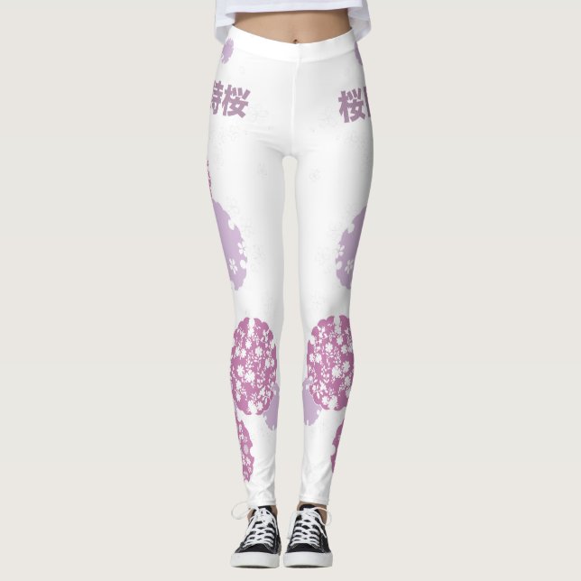 Cherry Blossom, Japanese Sakura Leggings (Front)