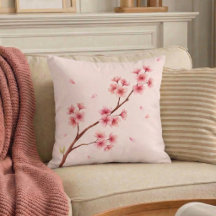 Cherry Blossom Japanese Sakura Throw Pillow