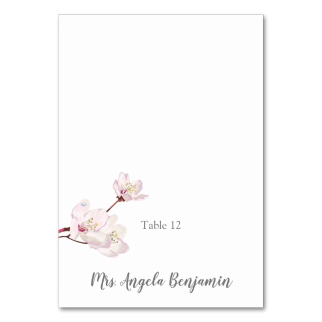 Cherry Blossom Japanese Sakura Wedding Place Card (Front)