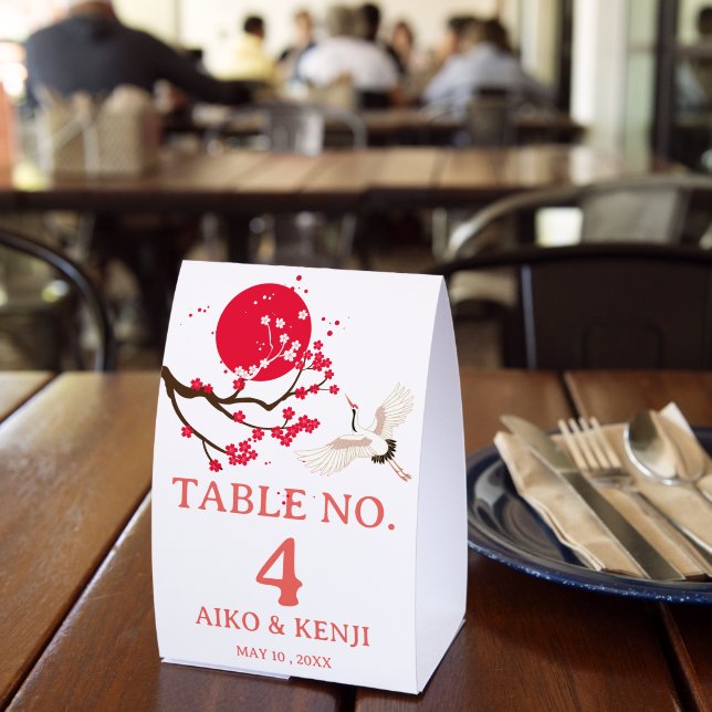 Cherry Blossom Japanese Wedding Table Number Paper Table Tent (Insitu(Restaurant))