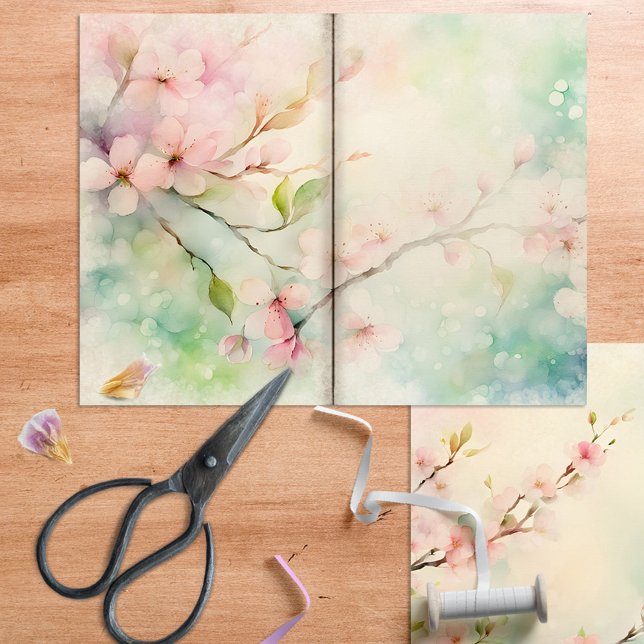 Cherry Blossom Journal Page (Cherry blossom journal paper in double page style. Just fold and craft! 
)