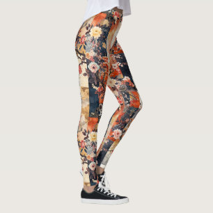 Cherry Blossom Kimono Splice Leggings - Pretty