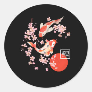 Cherry Blossom Koi Carp Fish Japanese Sakura Classic Round Sticker