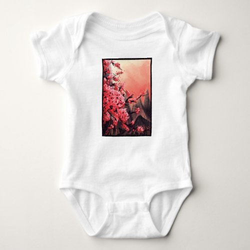 Cherry blossom landscape baby bodysuit