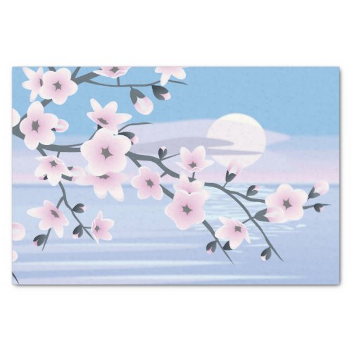 Cherry Blossom Landscape Sea Tissue Paper