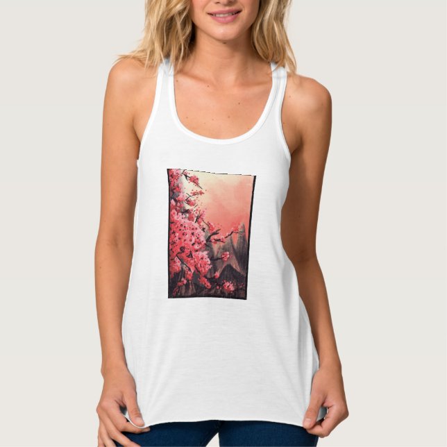 Cherry blossom landscape tank top (Front)