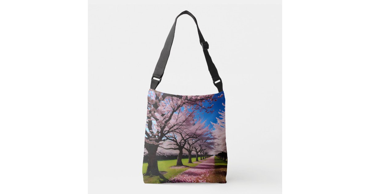 Sakura Pink Cherry Blossom Hand Bag with Adjustable Cross Body Strap