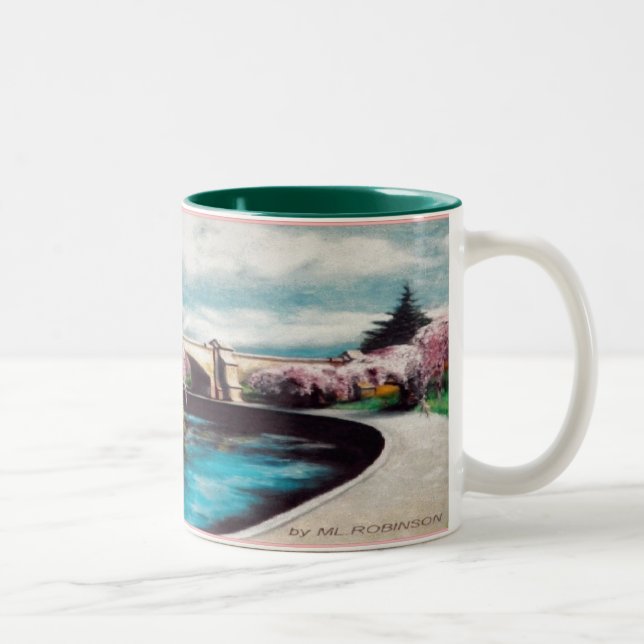 cherry blossom lane, nj. Two-Tone coffee mug (Right)