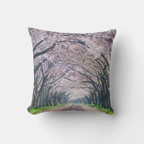 Cherry Blossom Lane Throw Pillow