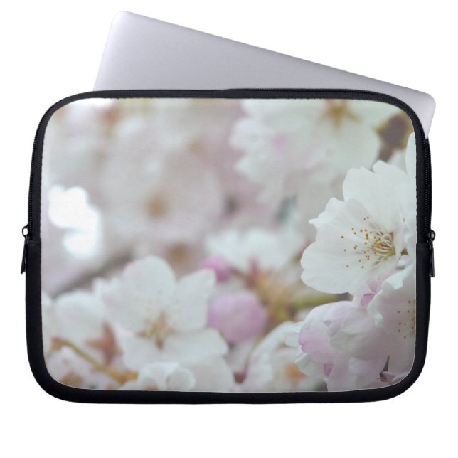 Cherry Blossom Laptop Sleeve White Flower Gift (Front)