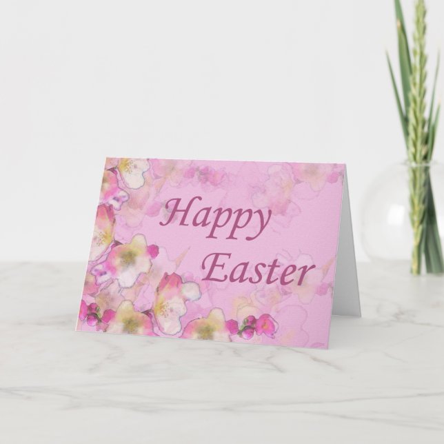 Cherry Blossom Large Font Easter Card (Front)