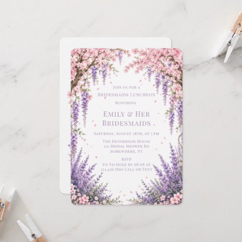 Cherry Blossom Lavender Tree Bridesmaids Luncheon Invitation