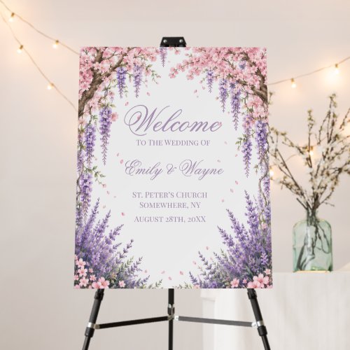 Cherry Blossom Lavender Tree Wedding Welcome Sign