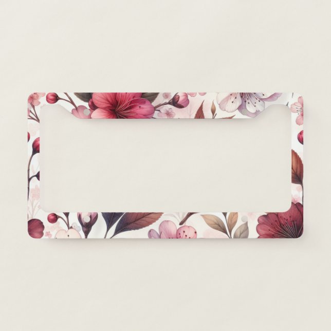 Cherry Blossom License Plate Frame (Front)