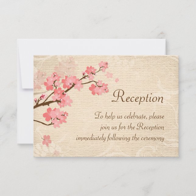 Cherry Blossom light beige Reception Invite (Front)