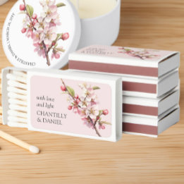 Cherry Blossom Love and Light Wedding Favor Matchboxes