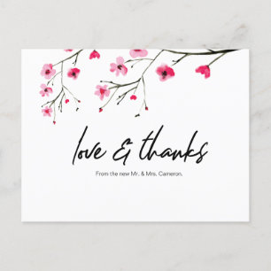 Cherry Blossom love and thanks Wedding Thank You, Postcard