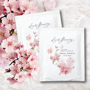 Cherry Blossom Love Is Brewing Bridal Shower Tea Bag Drink Mix
