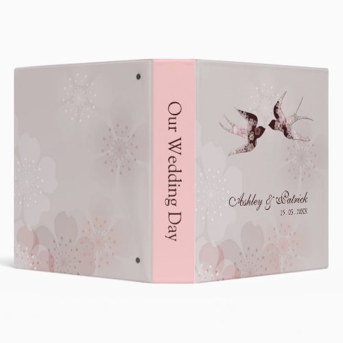 Cherry Blossom Love Swallows Wedding Album Binder