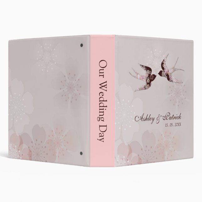 Cherry Blossom Love Swallows Wedding Album Binder (Background)