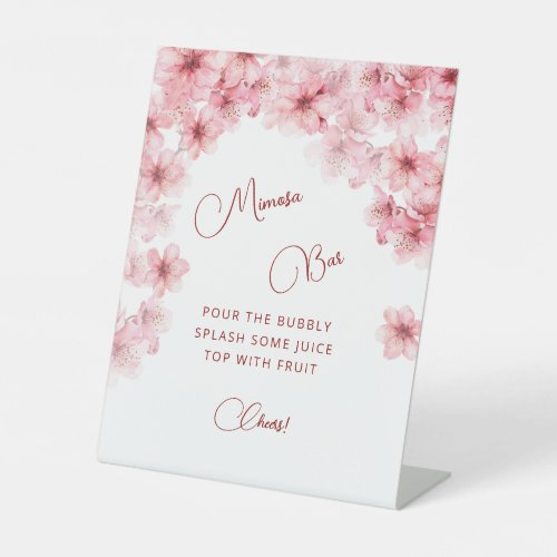 Cherry Blossom Mimosa Bar Pedestal Sign