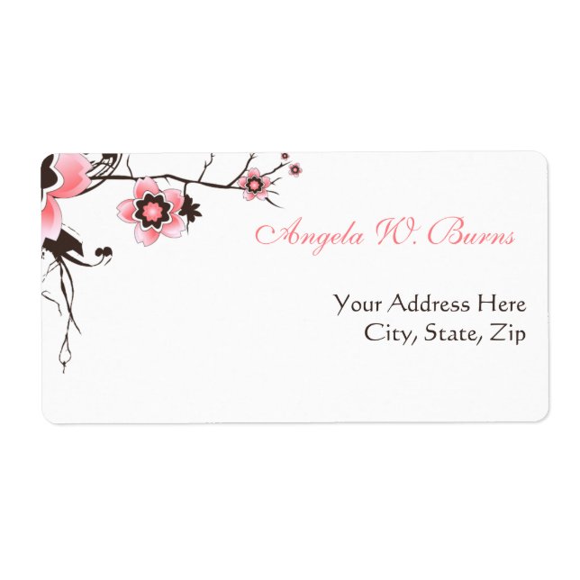 Cherry Blossom Modern Custom Address Labels (Front)