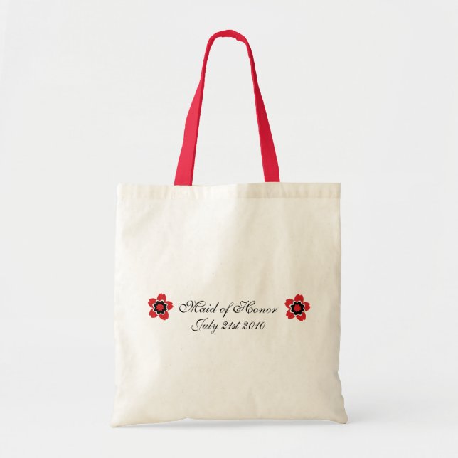 Cherry Blossom Modern Custom MOH Favor Tote Bag (Front)