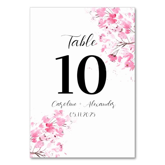 Cherry blossom Modern Oriental Sakura Wedding  Tab Table Number (Front)